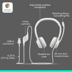 Logitech H390 Headset — Off White