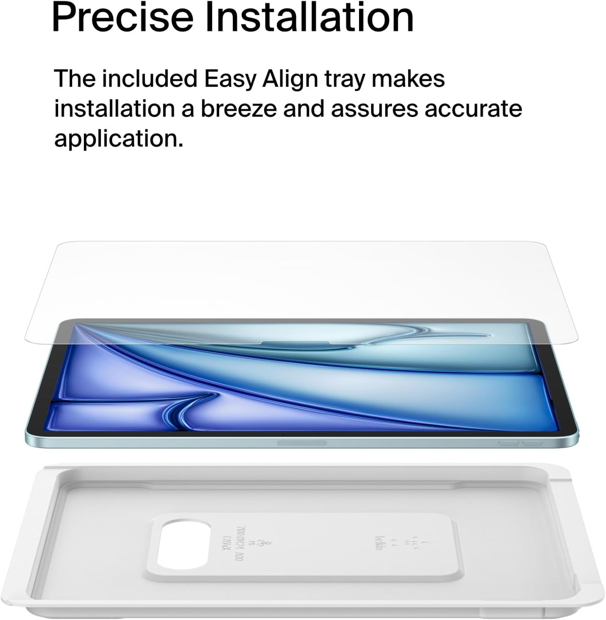 Belkin ScreenForce TemperedGlass screen protector for iPad Air 11-inch, 9H hardness rating tempered glass, 0.33mm thin, scratch-resistant with easy installation, compatible with case and Apple Pencil