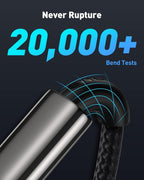 Baseus USB C Cable, 100W PD 5A QC 4.0 Fast Charging USB C to USB C Cable, Zinc Alloy Nylon Braided Type C Data Cable — 6.6FT — Black