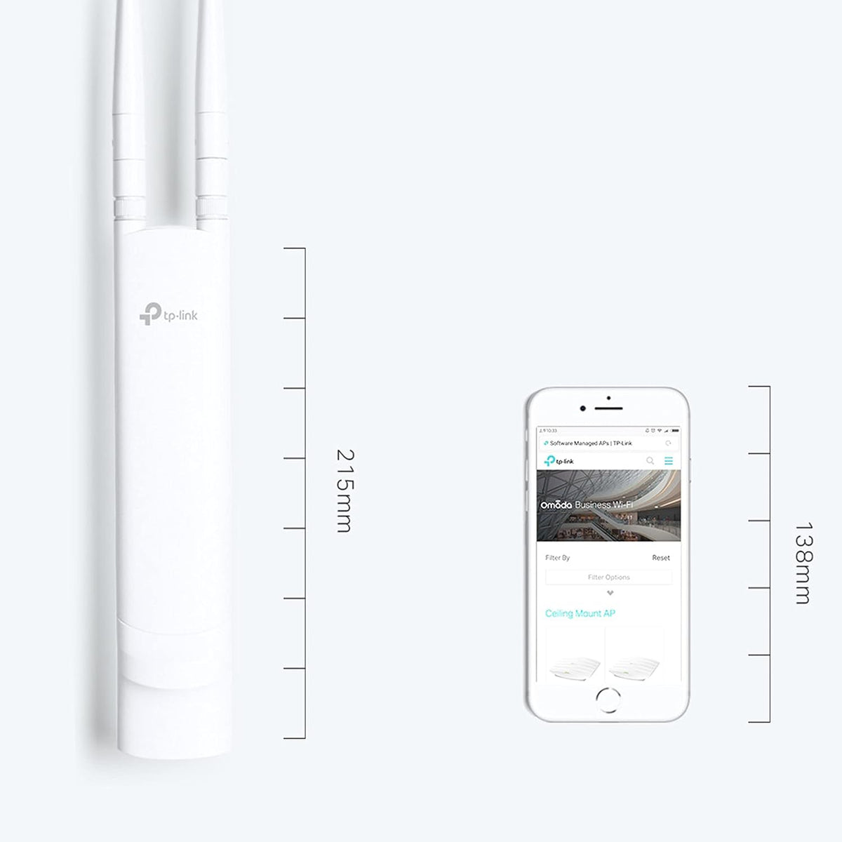 TP-Link Omada EAP110-Outdoor N300 Wireless Outdoor Access Point, WiFi Coverage up to 200 meters, Passive PoE with Free PoE Injector, SDN Integrated Cloud Access & Omada App