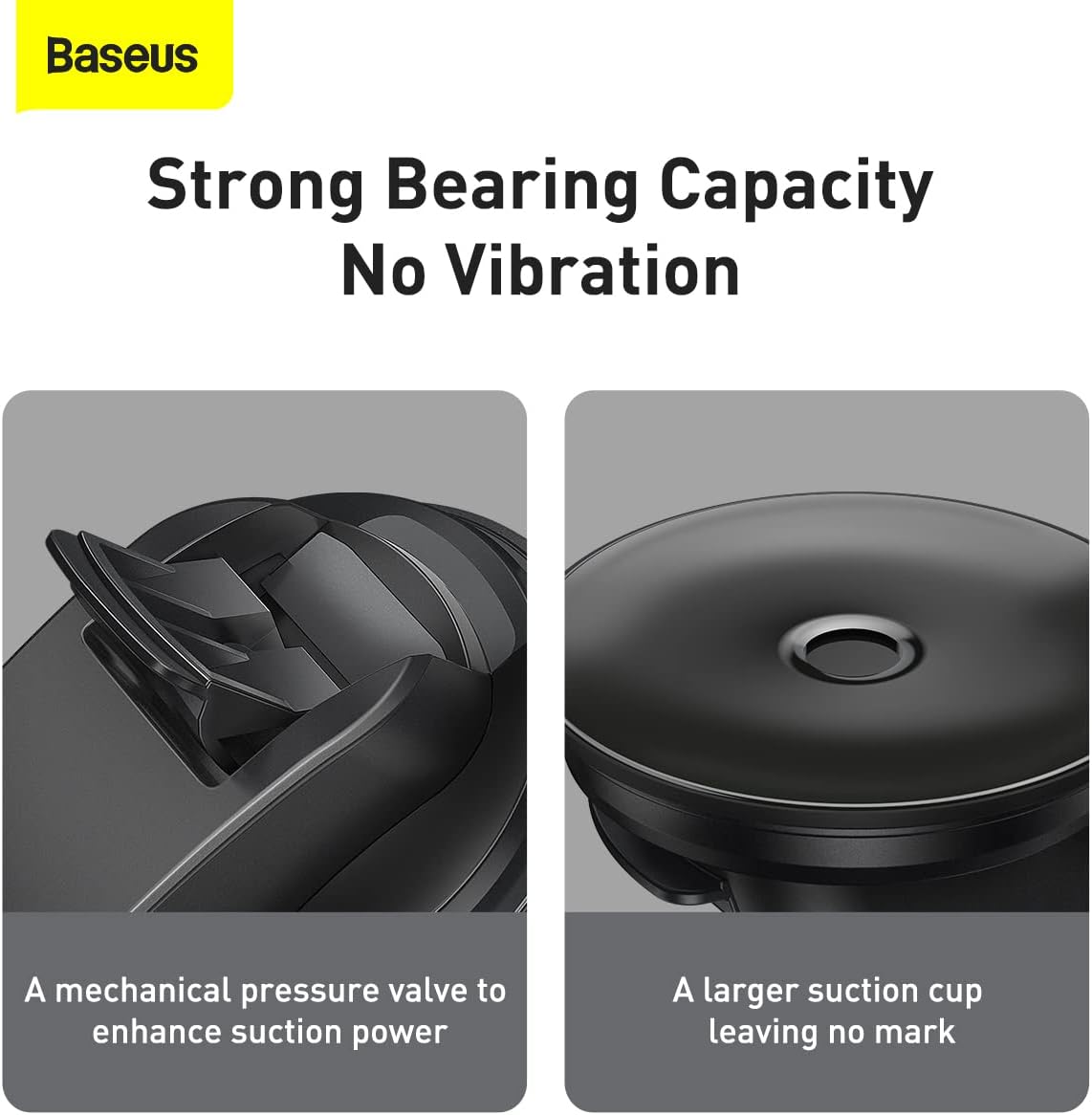 Baseus Magnetic Car Phone Holder, Powerful Magnet for Dashboard and Air Vent Strong Suction Cup 360° Adjustable — Auto-Lock Clip 360°Rotation- EC — Black