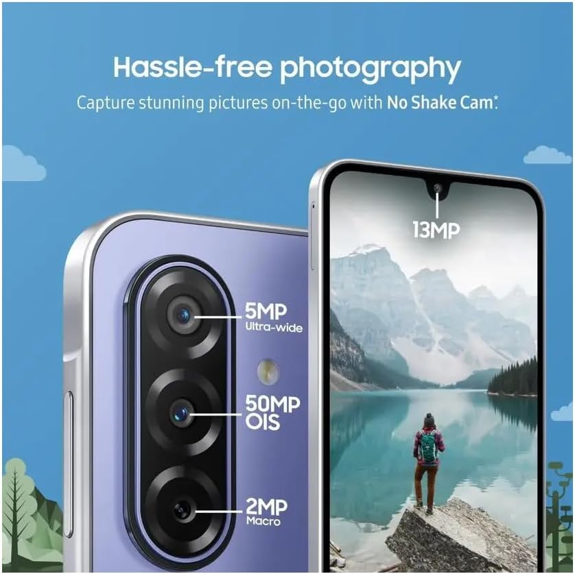 Samsung Galaxy F17 5G Violet Pop (6GB RAM, 128GB Storage) Android Smartphone | 6x OS Upgrades | Large Display | 50MP OIS Camera | Gorilla Glass Victus | IP54 Dust & Water Resistant | Indian Version