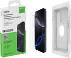 Belkin ScreenForce InvisiGlass iPhone 16 Pro Max Screen Protector, scratch-resistant impact protection, easy align tray for bubble free application, made with recycled glass for iPhone 16 Pro Max