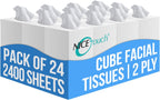 Nice Touch Facial Tissue - 2-Ply X 24 Cube Boxes of 100 Sheets Each - 2400 Premium Soft Feel and Absorbent Tissues — front product image