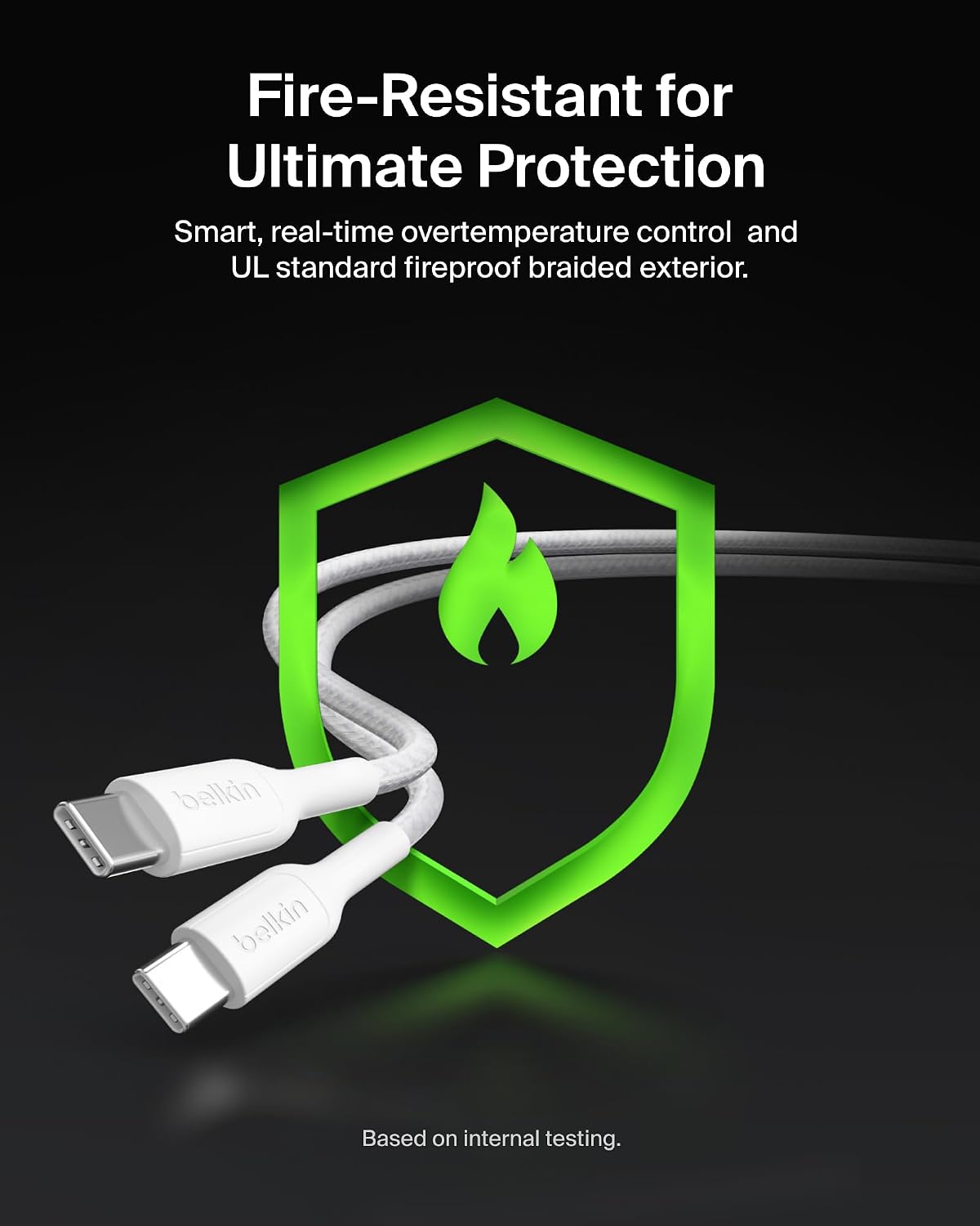 Belkin BoostCharge Pro 2-in-1 USB C to USB C Charger Cable 140W, Braided Dual Charging Cable - Fast-Charging Combo Cord with Smart Power Sharing for MacBook, iPhone, iPad, Samsung, Pixel, etc - White