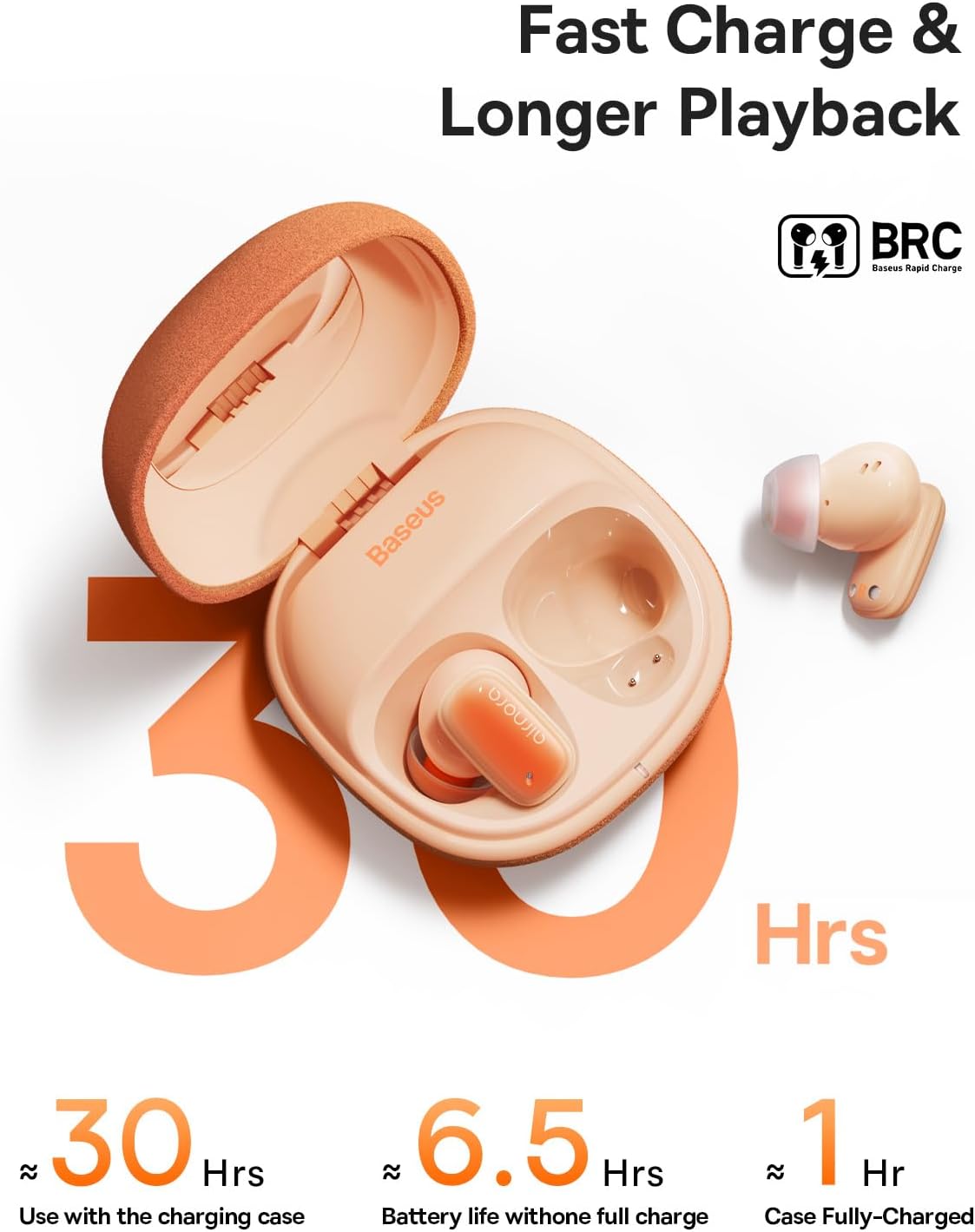 Baseus AirNora 2 Noise-Cancelling Wireless Earbuds — Orange