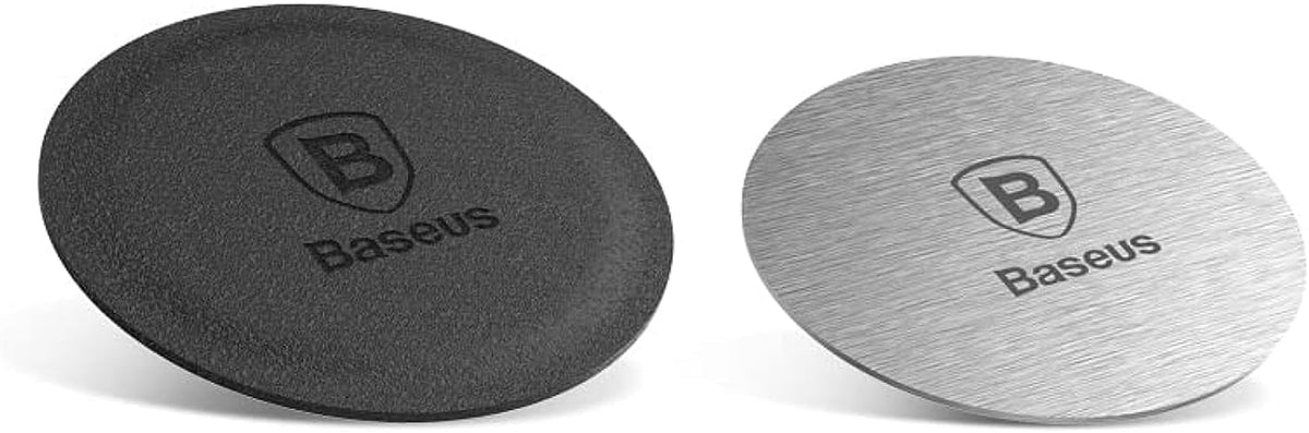 Baseus Metal Magnetic Plates Pack of 2 Replacement Magnet Plates for Car Phone Holder Sticky Magnetic Phone Sticker Self Adhesive Pad Thin Magnet Disc for Car Vent Dash Mount Holder (Without Holder) — Grey