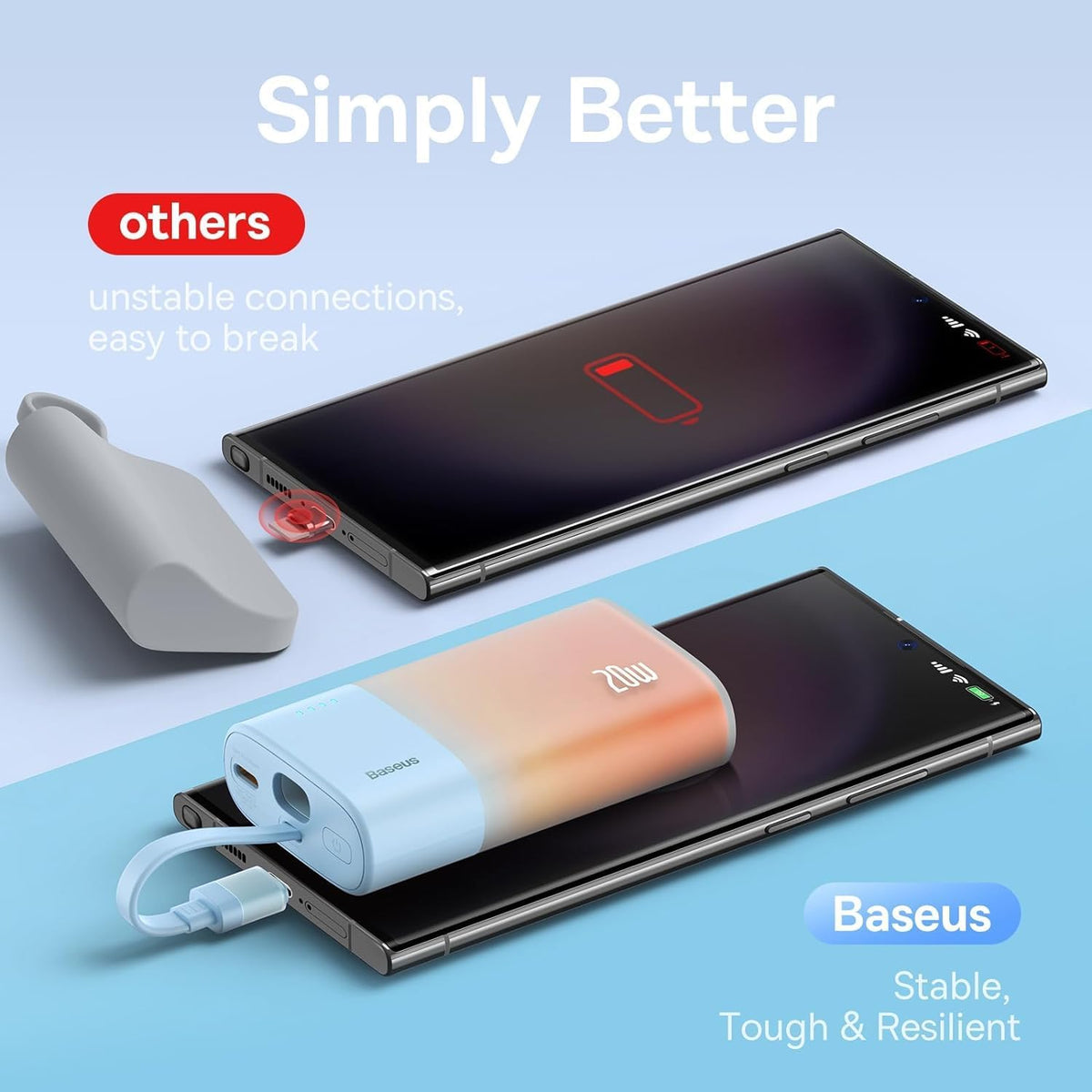 Baseus Popsicle Mini Fast 5.2k Power Bank 5,200mAh with Built-in USB-C Cable, Orange — Orange