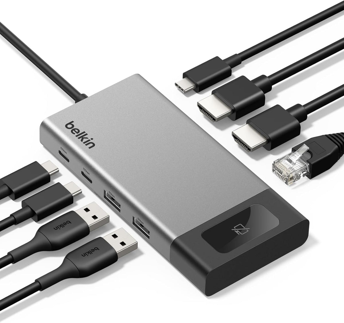 Belkin USB C Hub, 8-in-1 Multi-Port Docking Station 100W - Dual Display Support for Mac, Windows and Chromebook w/ 10Gbps Data Transfer Speeds, Ethernet, Resolutions up to 4K@60Hz