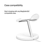 Belkin BoostCharge Pro 3-in-1 Wireless Charger with Qi2 for iPhone 17, Air, 16, 15, 14, 13, 12 + Apple Watch + AirPods + Pixelsnap, 15W MagSafe Compatible Charging Station - White