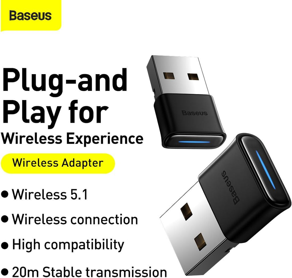 Baseus ZJBA000001 Mini USB Bluetooth V5.0 Wireless Adapter Black — Black