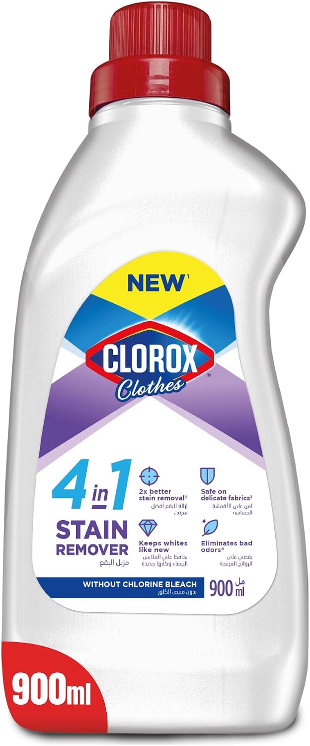 Clorox for Clothes 4in1 Stain Remover, 900ml, Clorox For White Clothes Without Chlorine Bleach, Safe on Delicate Fabrics — front product image