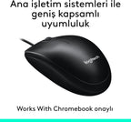 Logitech M100 Wired Mouse — Black