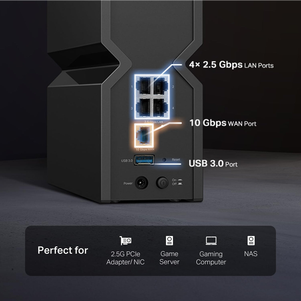 TP-Link Tri-Band BE9700 WiFi 7 Router Archer BE550 Pro 1 × 10G + 4 × 2.5G, USB 3.0 6 Internal Antennas VPN Clients & Server 6GHz Band, Easy-Mesh, HomeShield, MLO, Private IOT