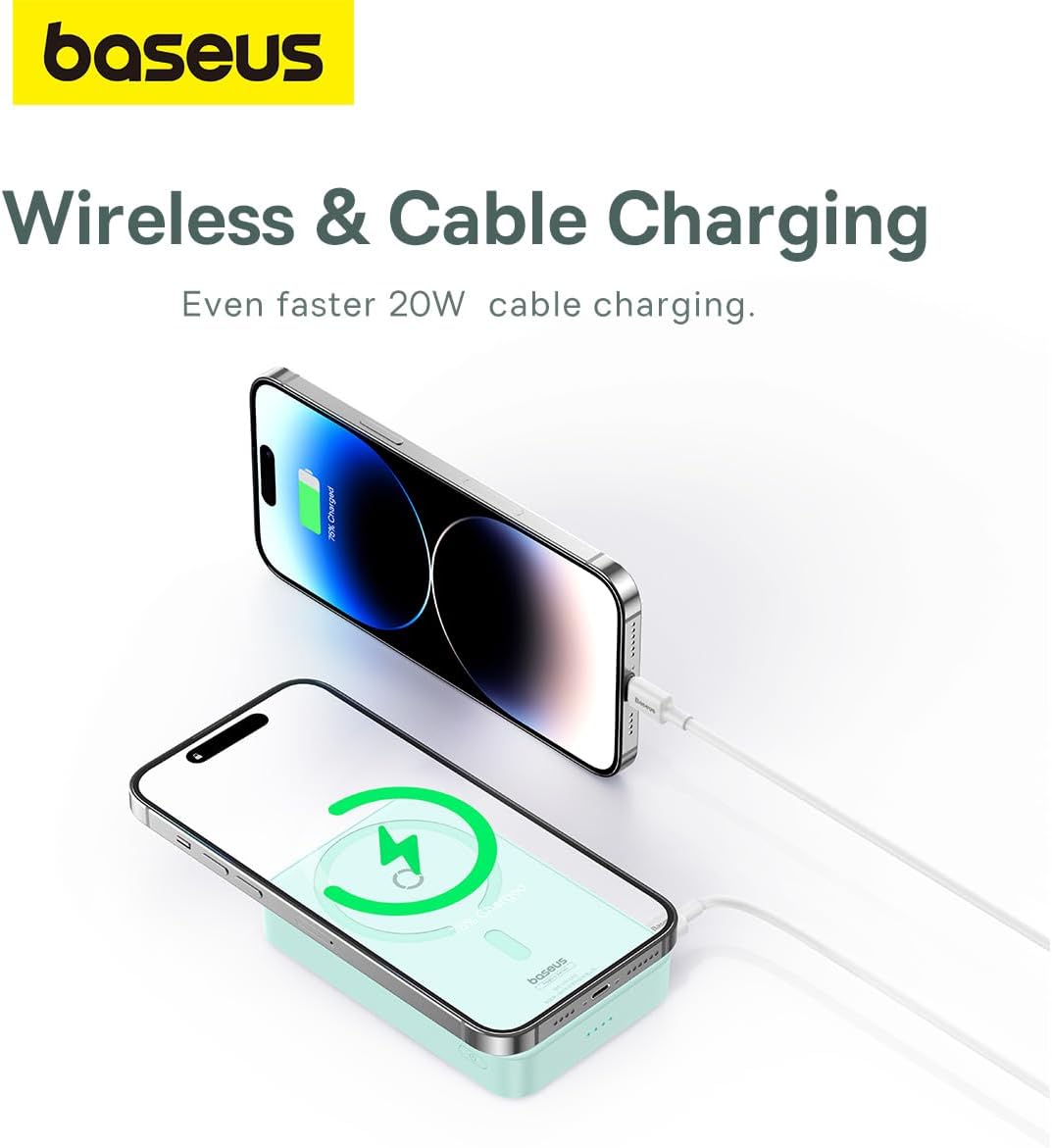 Baseus MagSafe Power Bank 5000mAh, Magnetic Wireless Charger — 5000mAh-15w-w/stand — Blue