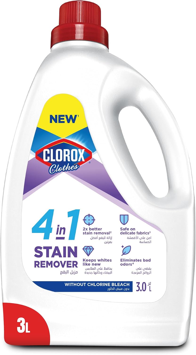Clorox for Clothes 4in1 Stain Remover, 3L, Clorox For White Clothes Without Chlorine Bleach, Safe on Delicate Fabrics — front product image