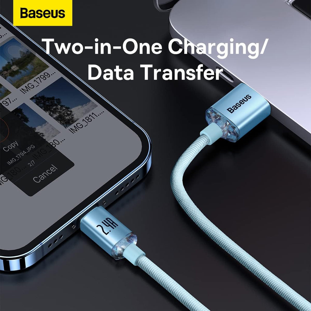 Baseus Crystal Shine USB-A to Lightning Cable 2.4A — 1.2m — Sky Blue