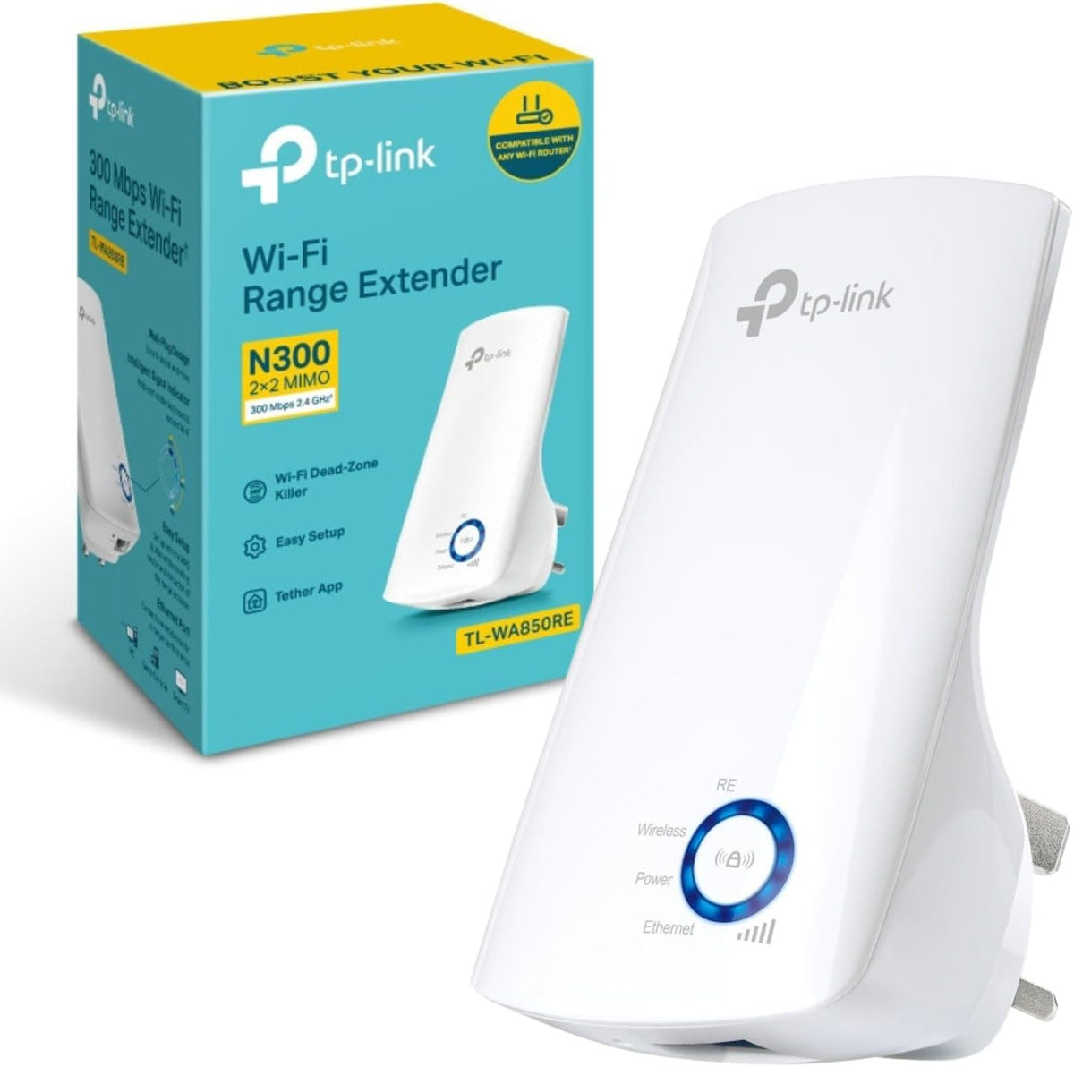 TP-Link TL-WA850RE 300Mbps Universal Wi-Fi Range Extender, Ethernet Bridge Support Wi-Fi Booster Repeater Works with any Wi-Fi Router