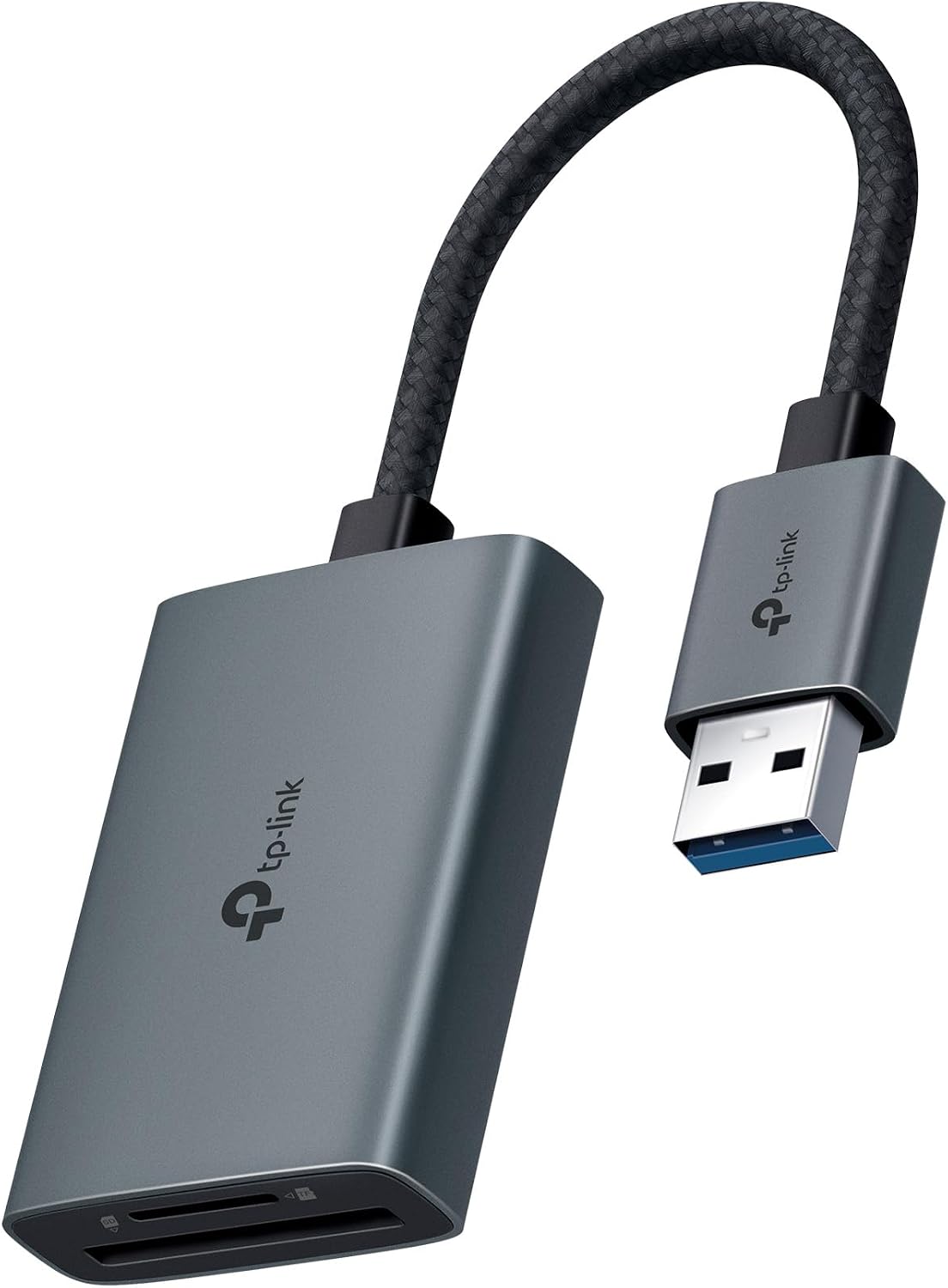 TP-Link USB 3.0 SD & microSD Card Reader (UA430) – Dual Slot, 200MB/s, Plug & Play, Aluminum Alloy, Braided Cable, Compatible with Windows, macOS, iPadOS, ChromeOS, Android