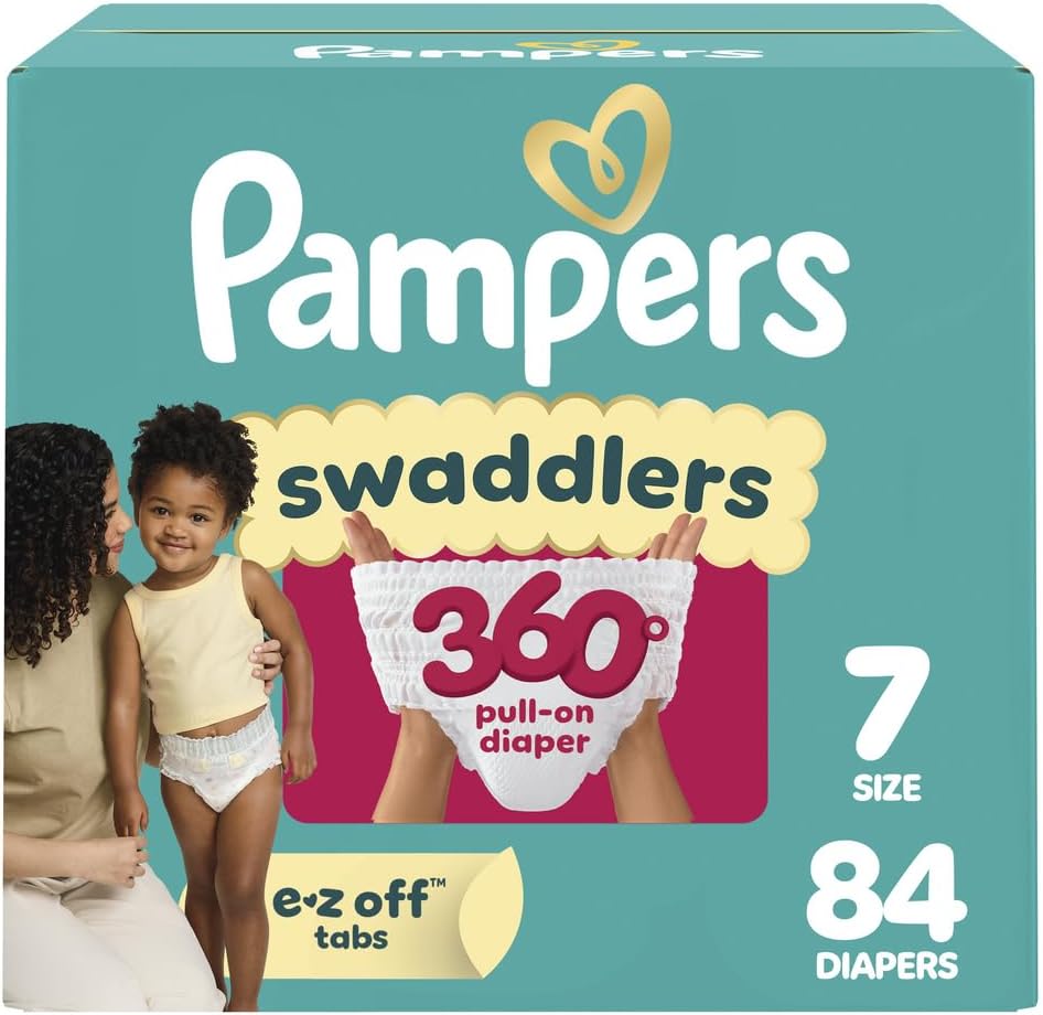Pampers Swaddlers 360 Pull-On Diapers, Size 7, 84 Count for up to 100% Leakproof Skin Protection and Easy Changes