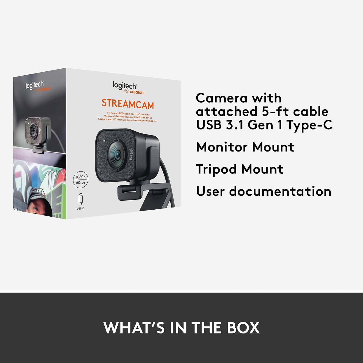 Logitech StreamCam Webcam — Graphite