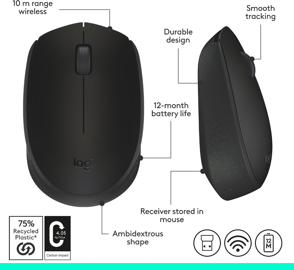 Logitech M171 Wireless Mouse — Black