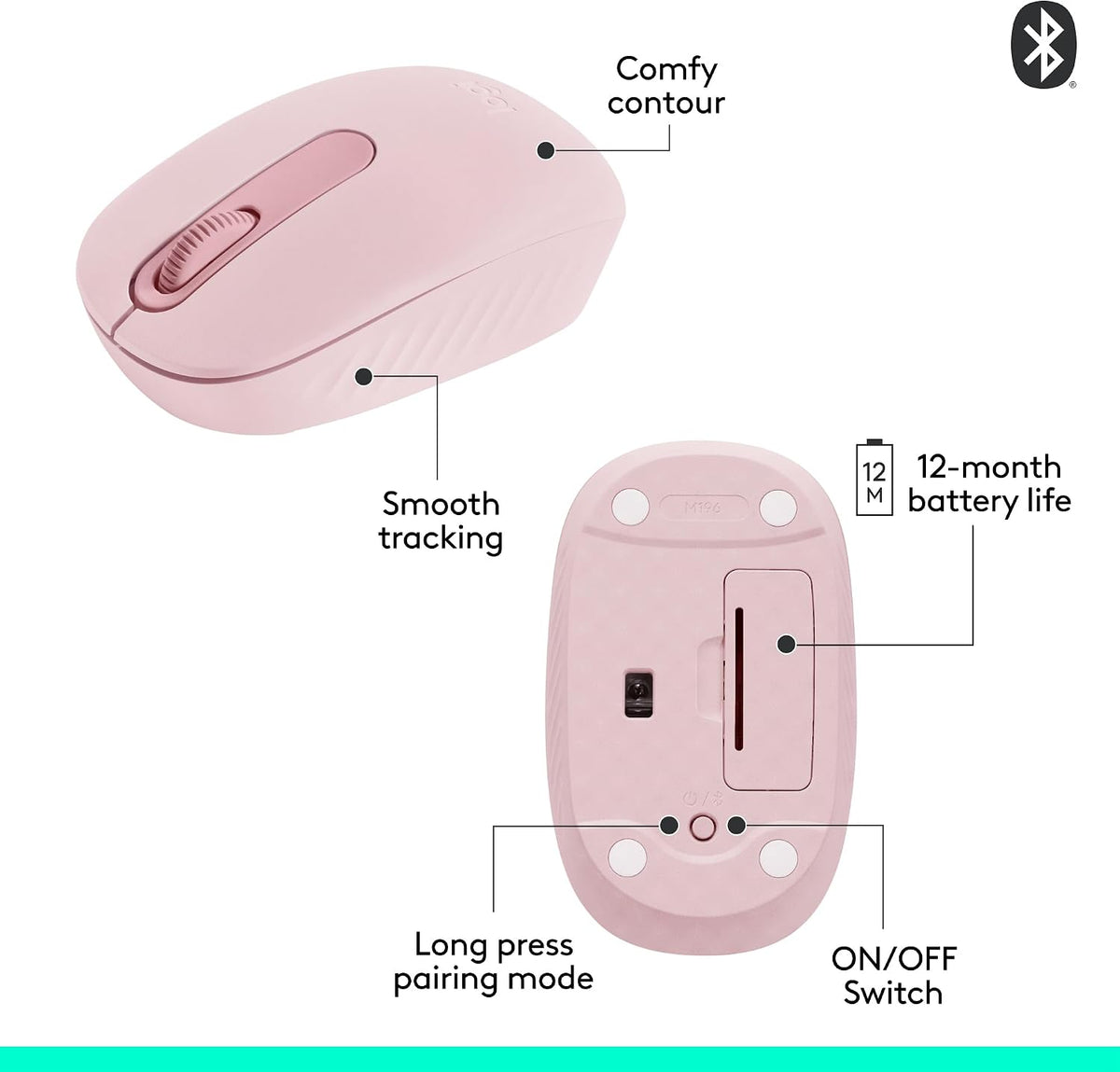Logitech M196 Wireless Mouse — Rose
