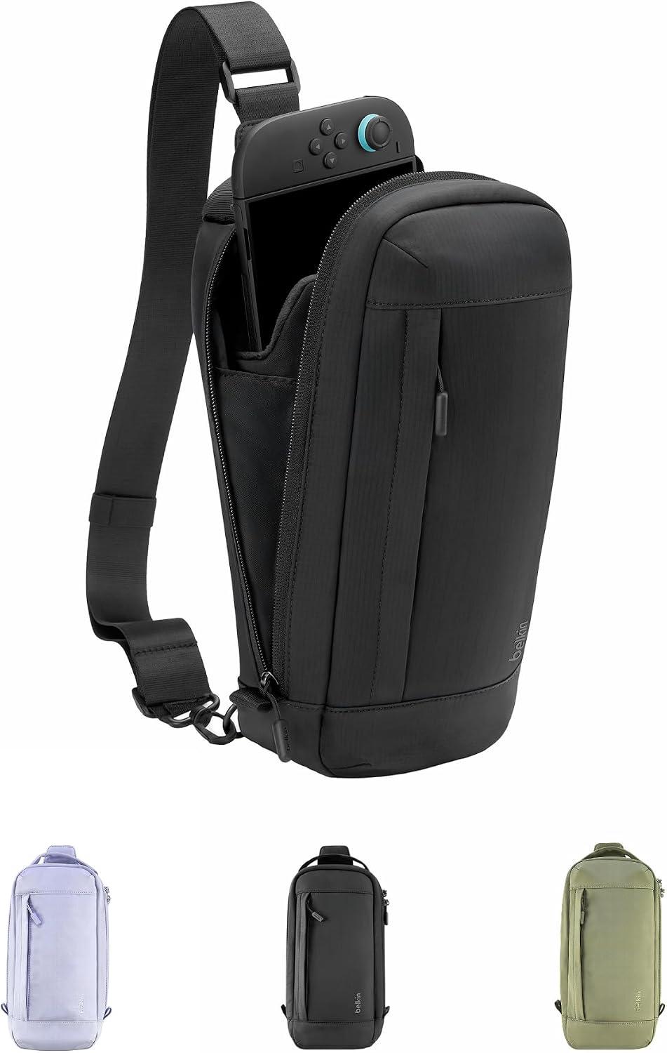 Belkin Nintendo Switch 2 Carrying Case, Sling Crossbody Travel Bag, Fits Up to 2 Pro Controllers with 10 Game Cartridge Slots, Soft Interior & Lightweight Protective Gaming Pouch, Switch 2 Accessories