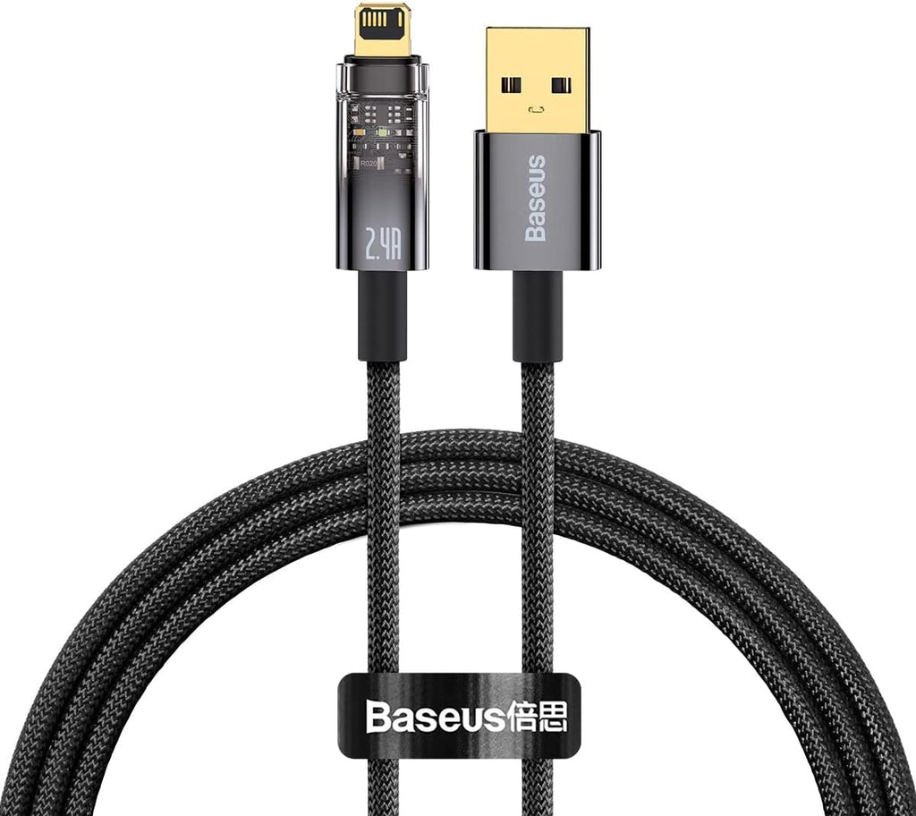 Baseus Explorer Auto Power-Off USB-A to Lightning Cable 2.4A — 1m — Black