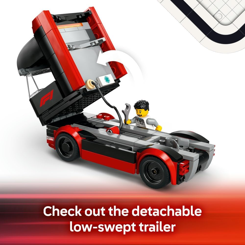 LEGO City F1 Truck with RB20 & AMR24 F1 Cars 60445