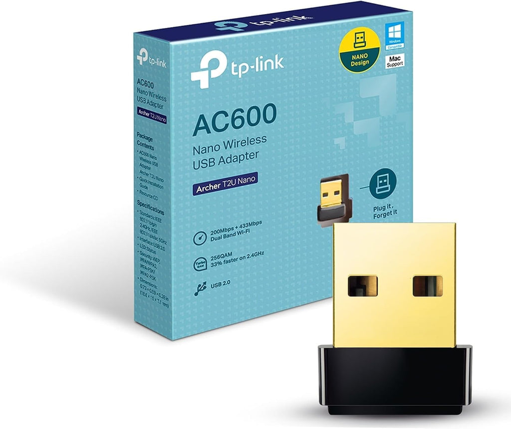 TP-Link Nano AC600 USB Wifi Adapter(Archer T2U Nano)- 2.4G/5G Dual Band Wireless Network Transceiver for PC Desktop, Travel Size, Supports Windows 11,10, 8.1, 8, 7, XP/Mac OS X 10.9-10.14