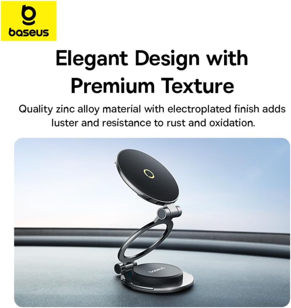 Baseus MagPro Magnetic Car Phone Holder | Powerful MagSafe-Compatible Car Mount — 360°-Foldable-MagPro — Black