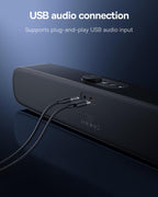 Baseus Wireless Single Soundbar Speaker With Bluetooth 5.3, App Controlled Mini Soundbar, Triple Audio Modes, 7-Colors RGB, Cable Audio with Microphone for TV, PC — Battery — Blue