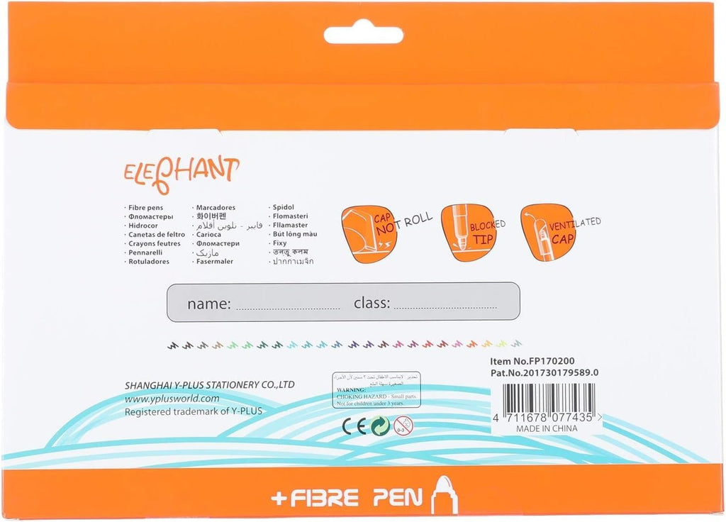 YPLUS Elephant Fibre Colouring Pens — 24 Colours