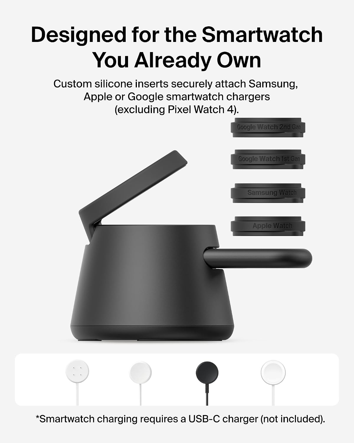 Belkin Ultracharge 3-in-1 Wireless Charging Station w/USB C Port for Smartwatch (watch charger not included), Qi2.2 Magnetic Charger 25W for Samsung S26, Galaxy Watch, Apple Watch, with 45W Adapter