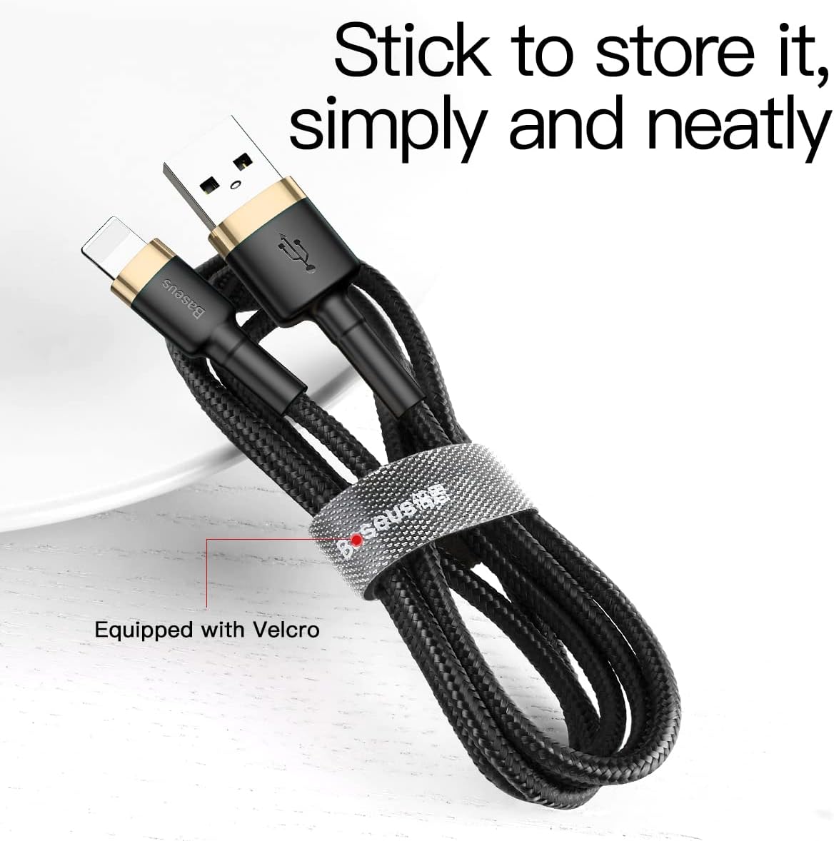 Baseus USB to Lightning Charging Cable iPhone 14 Pro Max Cafule Nylon Braided High-Density Quick Charge — 1 Meter / 2.4 A