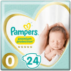 Pampers - Premium Protection Size 0, Diapers for Babies <3kg - 24 Pieces