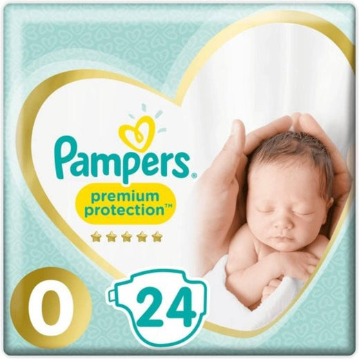 Pampers - Premium Protection Size 0, Diapers for Babies <3kg - 24 Pieces
