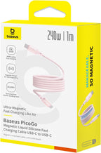 Baseus PicoGo Magnetic USB-C to USB-C Cable 240W — 1m — Baby Pink