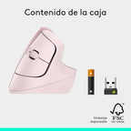 Logitech Lift Vertical Wireless Mouse — Rose