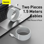 Baseus Simple Wisdom Series PD 2.4A USB To Lightning Cable 2Pack 4.9ft iPhone Charger High-Speed Data Cable — 4.9 Feet