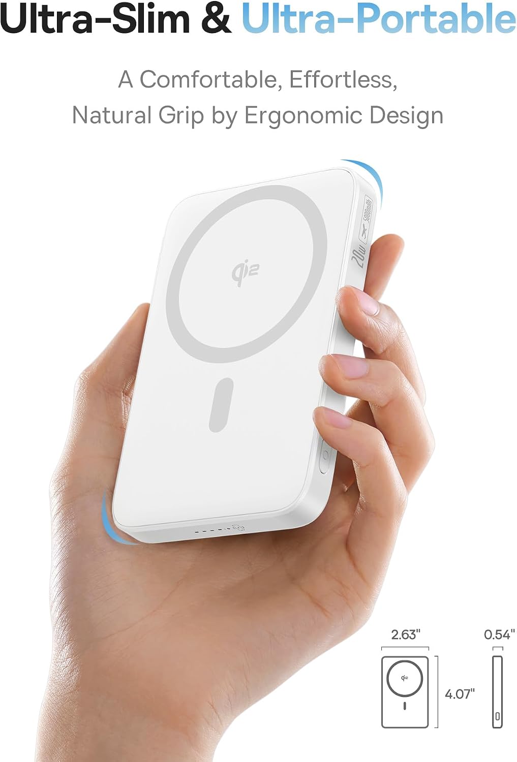 Baseus PicoGo Qi2 Magnetic Power Bank 5000mAh 15W with Ring Stand — White