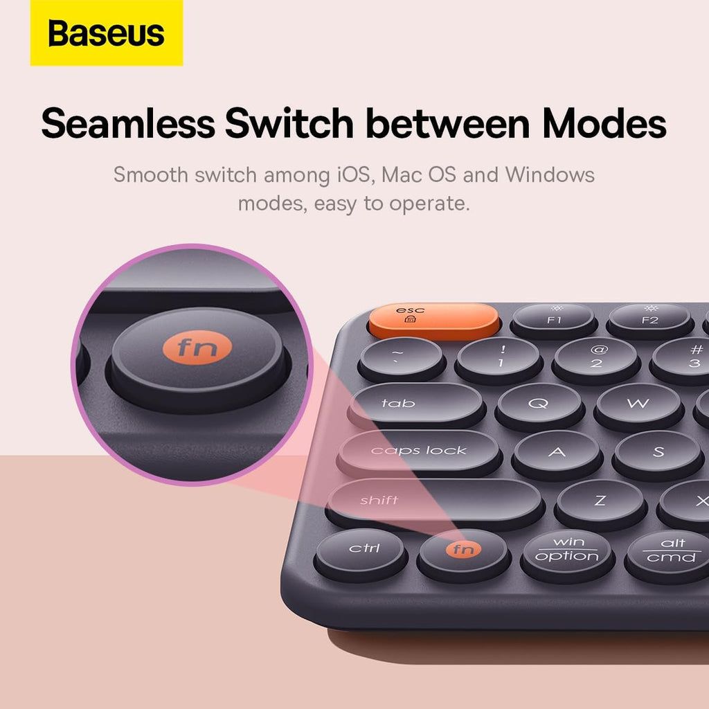 Baseus Wireless Keyboard for Desktops, K01B Tri-Mode Wireless Multi-Device Keyboard, Ultra-Slim Keyboard for Computer, Desktop, PC, Laptop and Windows
