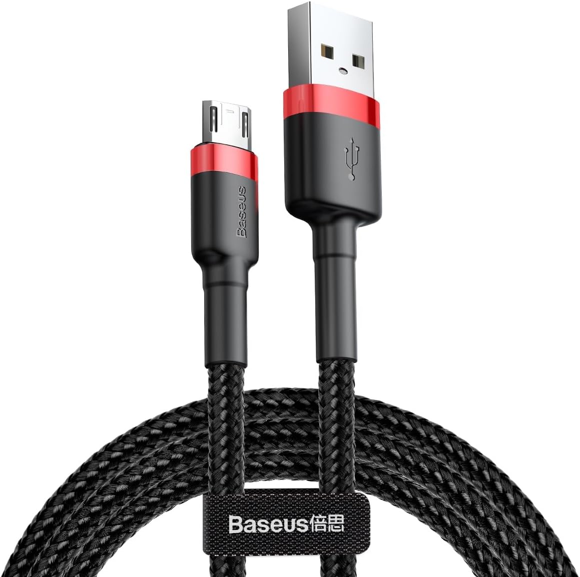 Baseus Cafule Series PD 2A QC 3.0 Micro USB Cable Nylon Braided Andriod Charging High-Speed 480Mbps Data Transfer Cable for S7 S6 J7 J8, Kindle Red — 3M-2A — Kindle Red