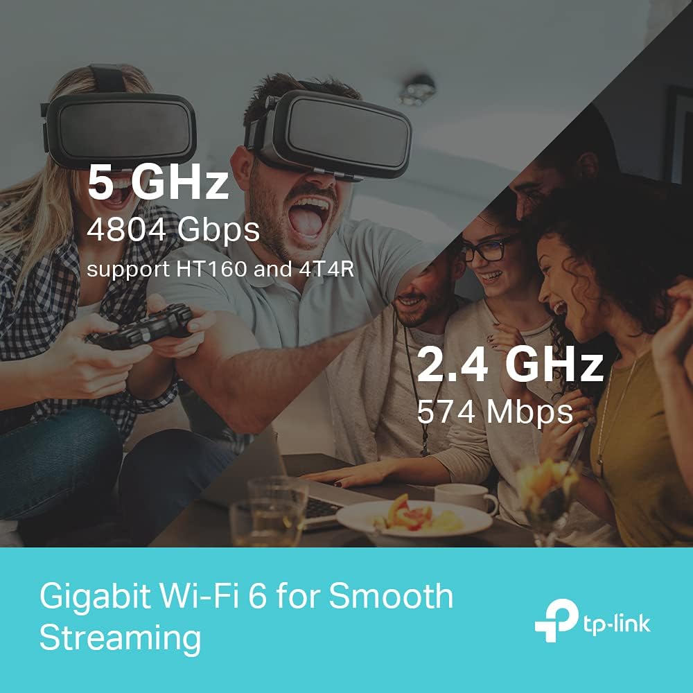 TP-Link AX5400 Dual-Band Gigabit Wi-Fi 6 Router, WiFi Speed up to 5400 Mbps, 4×Gbps LAN Ports, Connect 200+ Devices, Ideal for Gaming Xbox/PS4/Steam&4K/8K, with OneMesh™,HomeShield (Archer AX73) Black