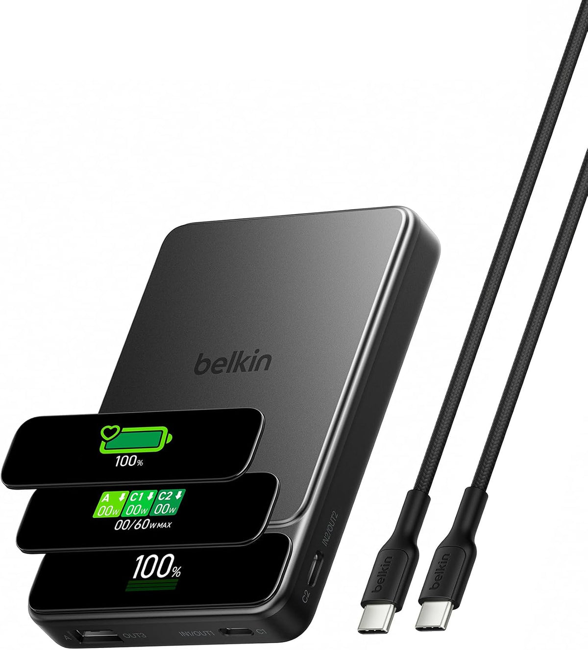 Belkin UltraCharge Pro Semi-Solid-State 10000mah Power Bank, 60W Charging
