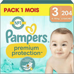 Pampers Premium Protection Size 3, Nappies x204, 6kg - 10kg, Our No.1 for Comfort & Protection for Sensitive Skin