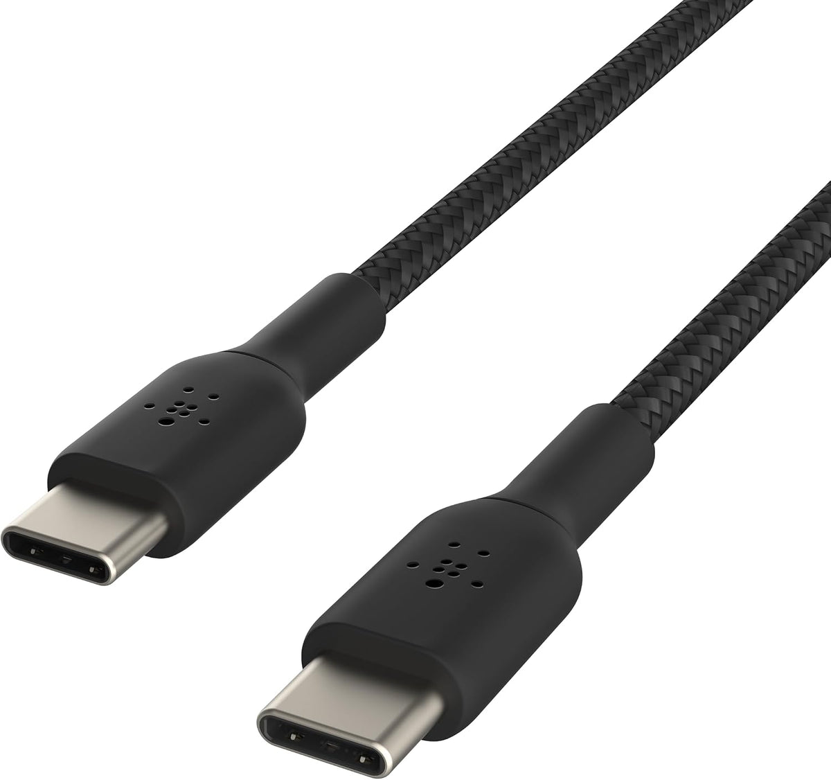 Belkin Fast Charge (0.5ft) Braided USB-C to USB-C Cable for iPhone 16, iPhone 16 Pro, iPhone 16 Pro Max, iPhone 16 Plus, iPhone 15, Galaxy S24, S23, Note10, Pixel 9, Pixel 8, iPad Pro & More - Black
