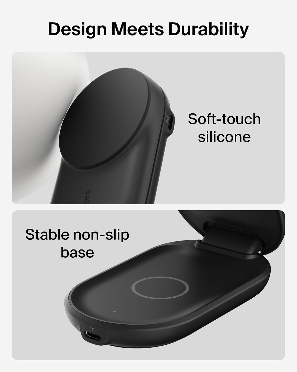 Belkin UltraCharge 2 in 1 Magnetic Wireless Charger with Qi2, 25W - Black