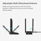 TP-Link USB WiFi Adapter, AC1300Mbps Dual Band 5dBi High Gain Antenna 2.4GHz/ 5GHz Wireless Network Adapter for Desktop PC (Archer T4U Plus)- Supports Windows 11/10, Mac OS 10.9-10.14